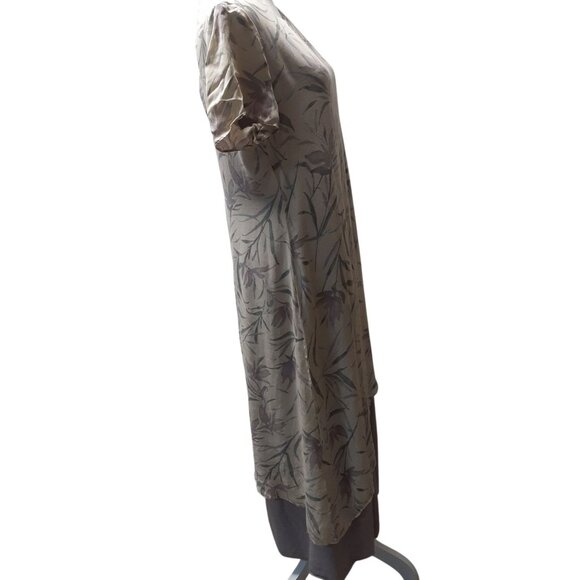 Vintage Coldwater Creek Womens Maxi Dress Floral Short Sleeve Lilac & Cream - Picture 4 of 6